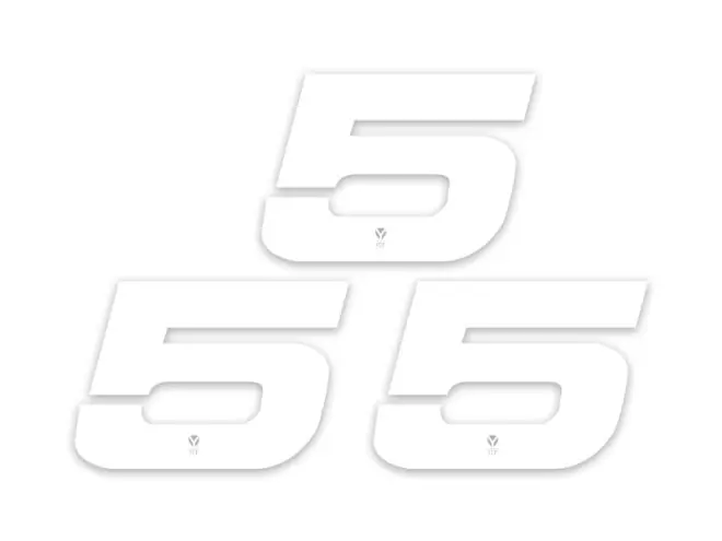 Autocollant numéro 5 YCF blanc hauteur 18cm Prix Cassé