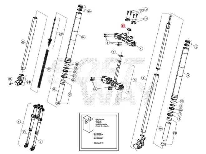 Ecrou de colonne de direction origine Beta fourche R16V Paiement Sécurisé